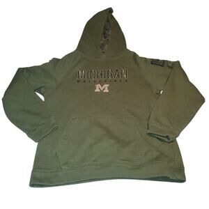 COLOSSEUM Boys Size XL (20) Michigan Wolverines OHT Military Olive Pocket Hoodie